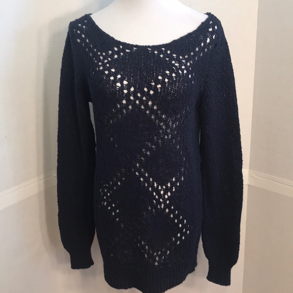 Tommy Bahama Navy Open Knit Pullover Sweater